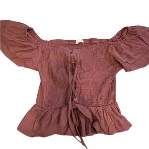 Women's Off-Shoulder Lace-Up Top